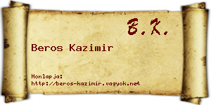 Beros Kazimir névjegykártya